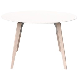 Table Ronde Vondom Faz Wood Plateau Blanc et Pieds Chêne Blanchis Diamètre 120cm H74cm