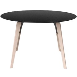 Table Ronde Vondom Faz Wood Plateau Noir et Pieds Chêne Blanchis Diamètre 120cm H74cm