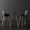 Table Haute Vondom Faz Wood Plateau Rond Hpl Blanc et Bord Noir avec Pieds Chene Blanchi Diamètre 50 x H105cm