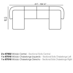 Canapé Sofa Vondom design Suave droit en tissu déperlant rouge Grenat 1046