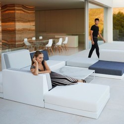 Table basse carrée Suave Vondom Dekton Entzo blanc et pieds blancs 40x40xH40