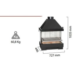 Barbecue Escalor Fiesta à Poser ou Encastrer en Briques Réfractaires et Acier avec Hotte