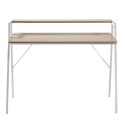 Bureau Light avec plateau en 110x60 et étagère en contreplaqué effet bois KosyForm