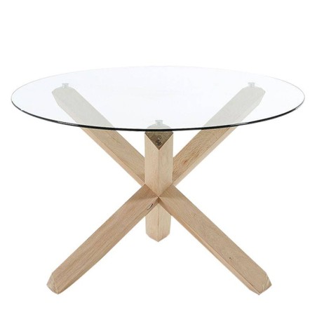 Table Ronde 120 Verre et pieds en chêne massif KosyForm