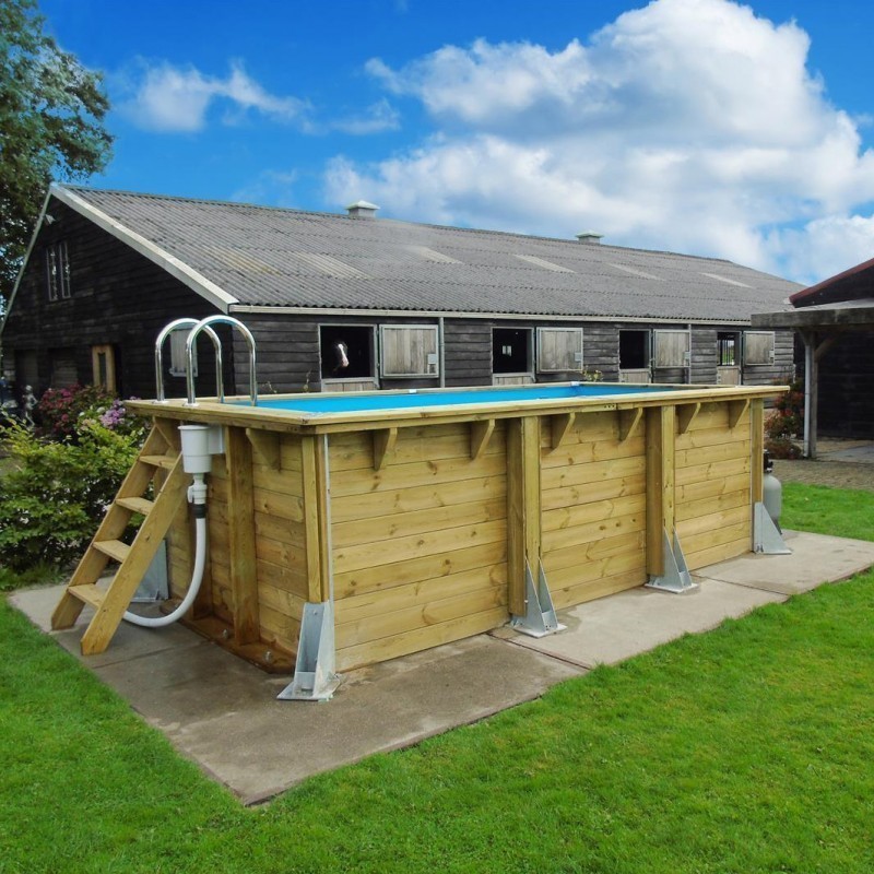 Piscina Legno Ubbink Azura 400x750 H130 Fodera Beige