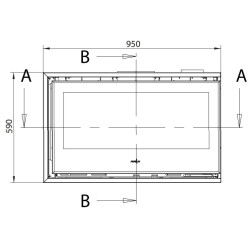 Inserto de madera Ferlux Panoramic 90 Ángulo con 2 lados acristalados 18 kW