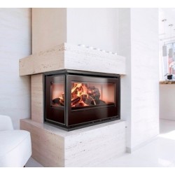 Inserto de madera Ferlux Panoramic 90 Ángulo con 2 lados acristalados 18 kW