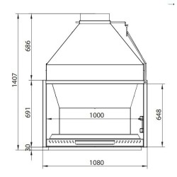 Ferlux Einbaugrill S100 Stahl mit Kapuze