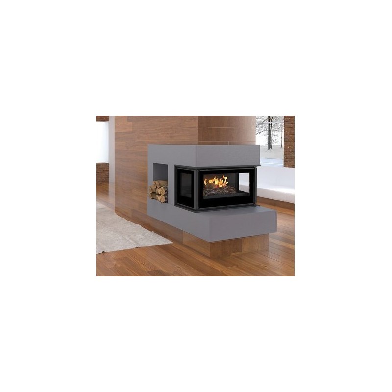Inserto de madera 3 lados acristalado Bronpi Paris 90-3-C 14kW con turbina