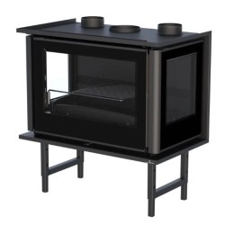 Inserto de madera 3 lados acristalado Bronpi Paris 90-3-C 14kW con turbina