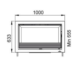 Inserção de madeira 3 lados envidraçado Bronpi Paris 90-3-C 14kW com turbina