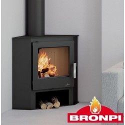 Poêle d'Angle à bois Bronpi Lerma 9kW avec Bûcher