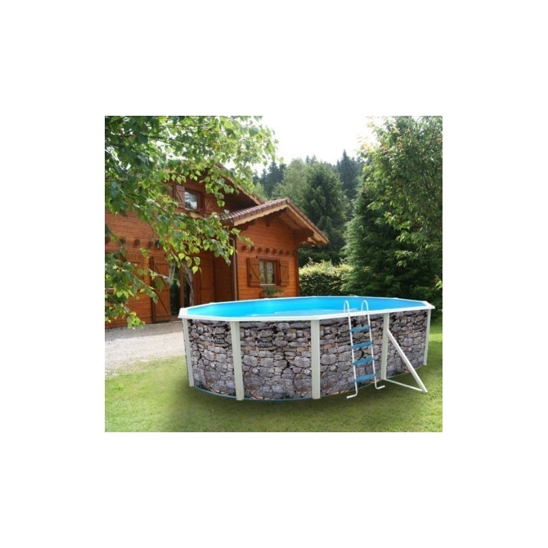 Above ground pool TOI Stone Grey oval 550x366xH120 with complete kit