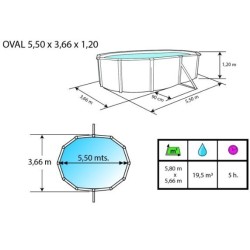 Piscine hors sol TOI Majorque ovale 550x366xH120 avec kit complet Blanc