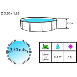 Above ground pool TOI Magnum round 350x132 Compact White