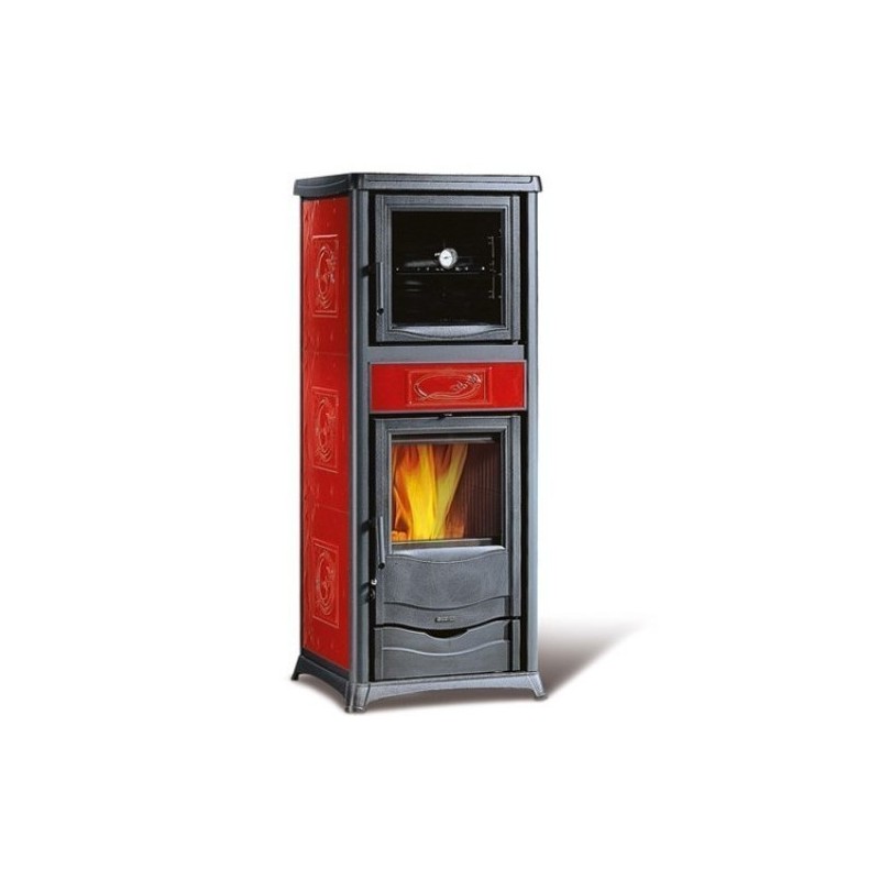 Stufa a legna con forno Nordica Extraflame Rossella più 9.1kW Liberty bordeaux