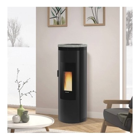 Pelletofen La Nordica Extraflame Amika 8kW wasserdicht belüftet Naturstein