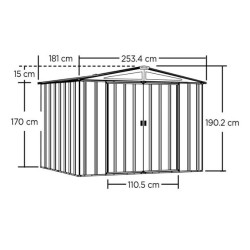 Abri de Jardin en Métal Habrita 253x181xh190 Porte Coulissante