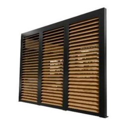 Pergola Bioclimatique Habrita aluminium 21.52m2 anthracite avec 3 panneaux imitation bois