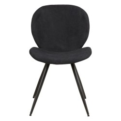 Set of 2 Dining Chairs Ania Black Fabric Base Black Metal VeryForma