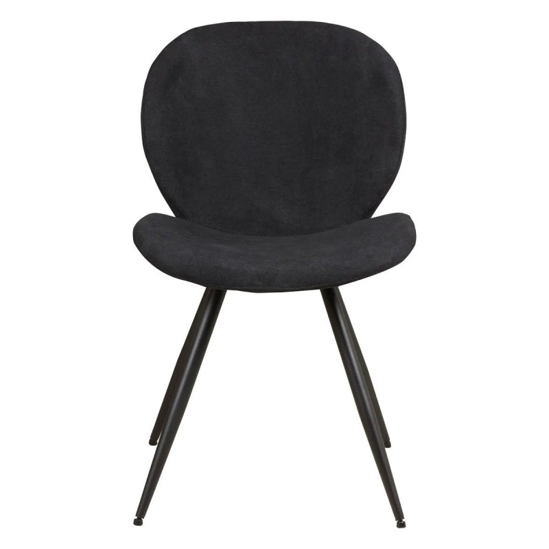 Conjunto de 2 Cadeiras de Jantar Ania Preto Tecido Base Metal Preto VeryForma