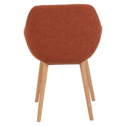 Set of 2 Terracotta Curlet Effect Tea Meal Armchairs with VeryForma Solid Oak Base.