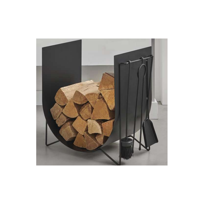 Serviteur et Porte-Bûches Edonis Noir Givré Dixneuf Design