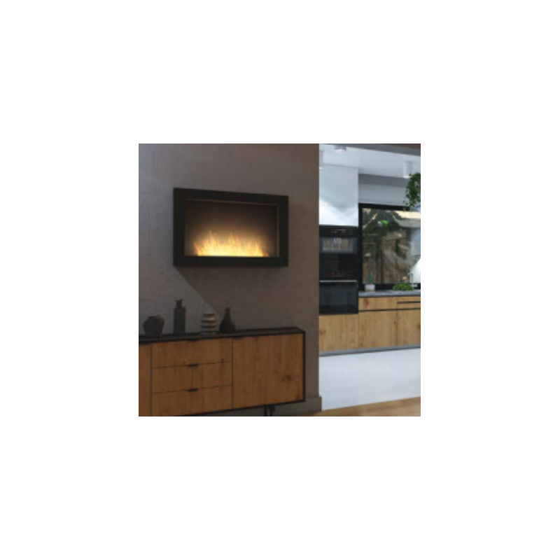 Cheminée au bioéthanol Infire Murall 800 avec vitre 2 kW Noir