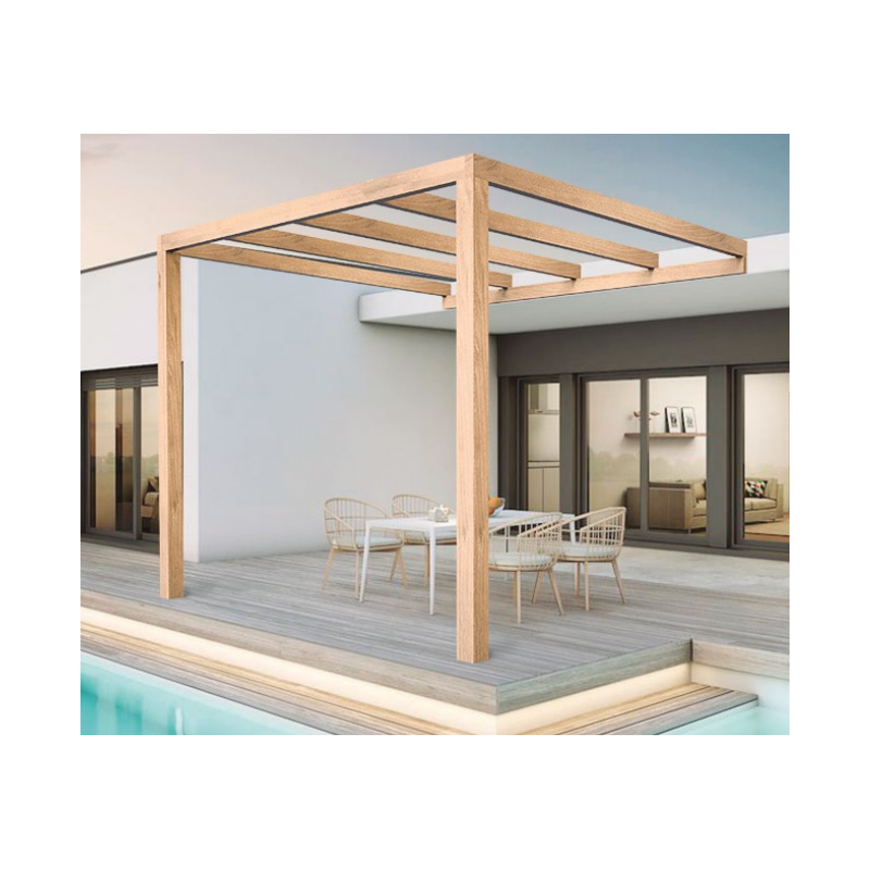 Anlehnpergola aus rohem Holz Burgos 3x3m 9m2