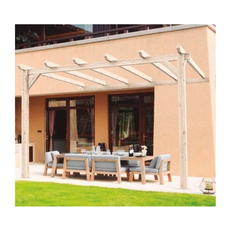 Pergola adossée en bois brut Cadiz 4x3m 12m2