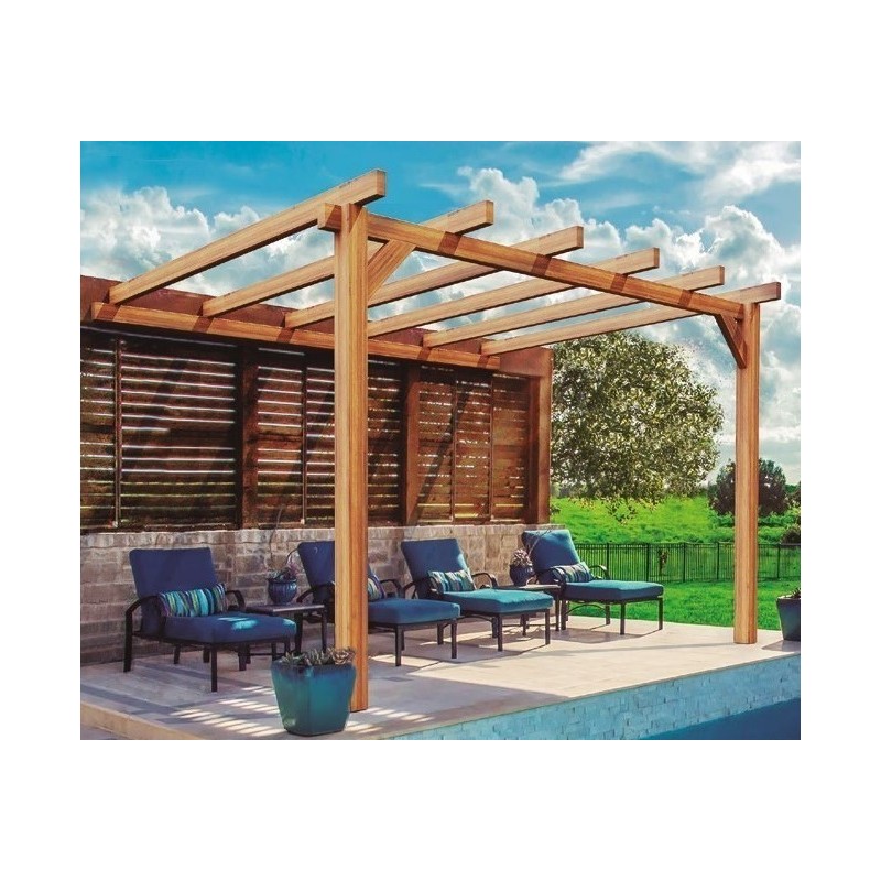 Pérgola magra em madeira bruta Andorra 4x3m 12m2