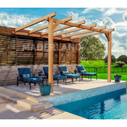 Pergola adossée en bois brut Andorra 4x3m 12m2