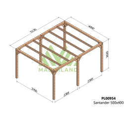 Pergola autoportée en bois brut Santaner 500x400cm 20m2