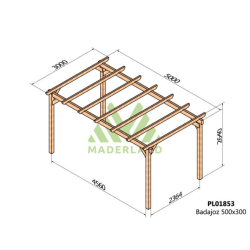 Holzcarport für Autos 5x3m Badajoz 15m2 Maderland