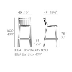 Set de 4 taburetes de bar Ibiza Pickle Vondom