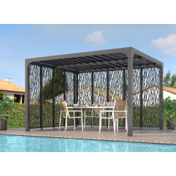 Pergola Bioclimatique Lames Orientables 11 m2 et Brise-Vue 2 Faces