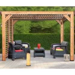 Pérgola de madera Habrita con techo y lateral desmontables 313x234xH217 Veneto