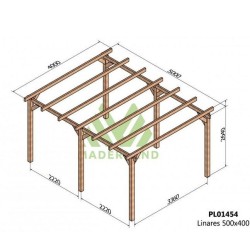 Pergolado de madeira independente Linares 5x4m 20m2