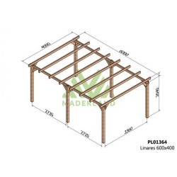 Pérgola exenta de madera Linares 6x4m 24m2