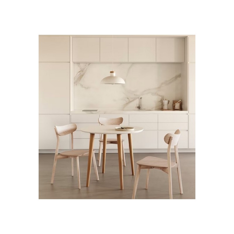 Extendable Round Table 90 to 170x90 White and Quio VeryForma Beech Wood