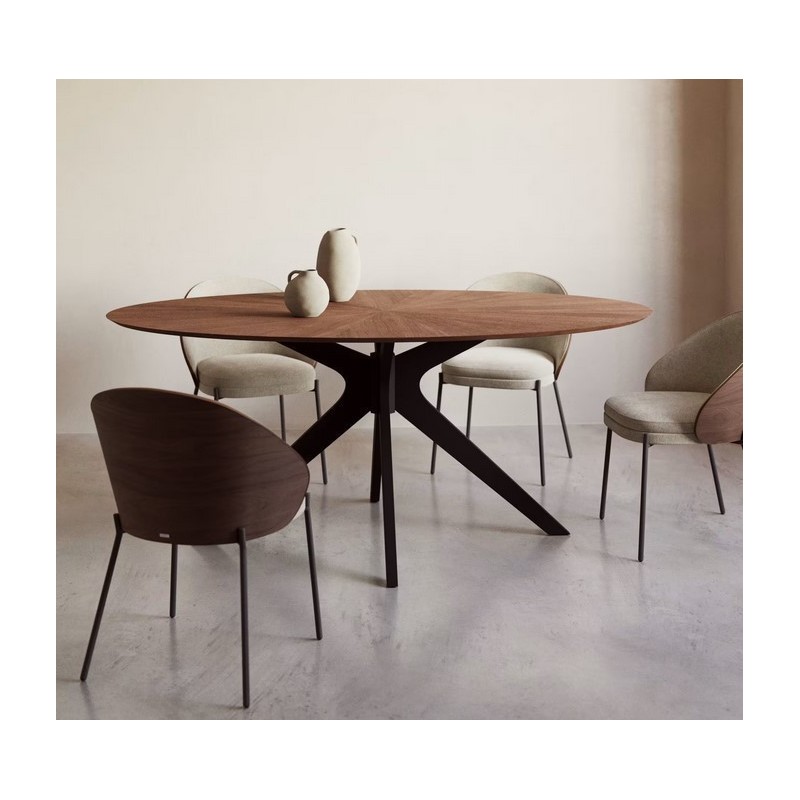 Ausziehbarer runder Tisch 90 bis 170x90 weiß und Quio VeryForma Buchenholz