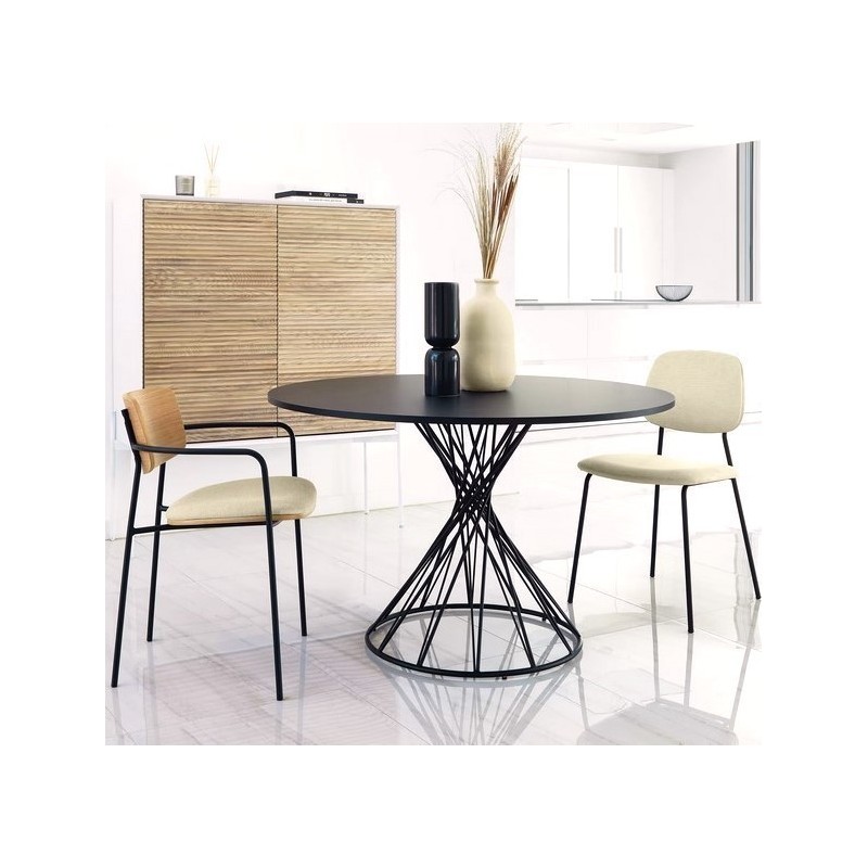 Mesa Redonda 120 MDF Preto Inu VeryForma