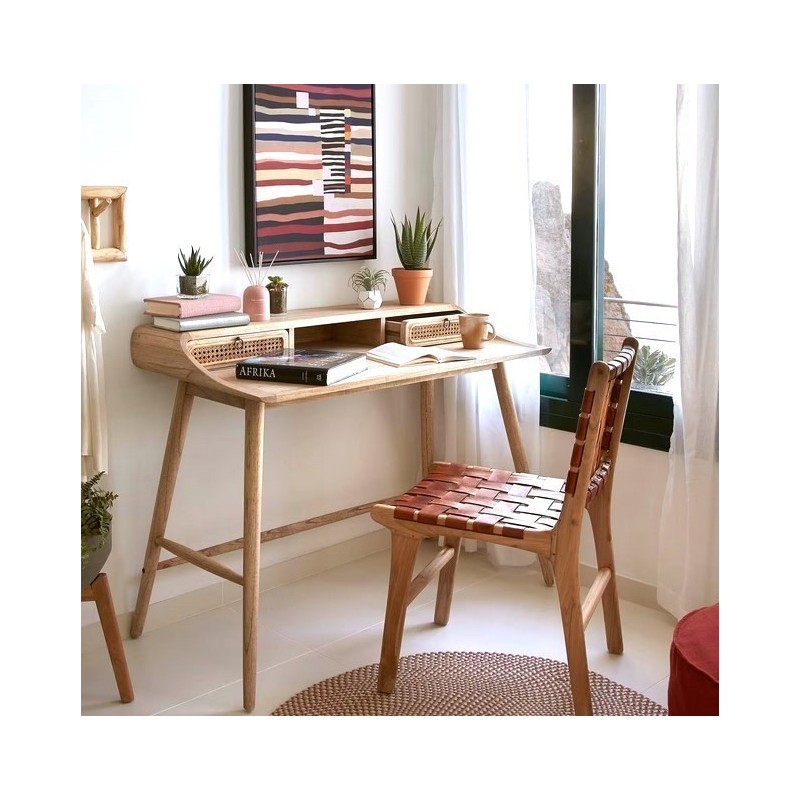 Schreibtisch aus Mindi und Rattanholz 110x60 Ula VeryForma