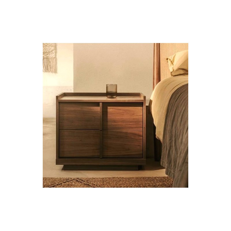 Walnut wood bedside table with dark finish 60x59 Noxi VeryForma