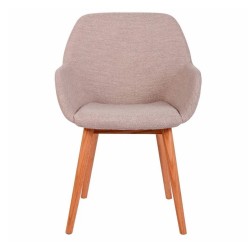 Set of 2 Dining Armchairs Tea Fabric Sand Base Solid Oak VeryForma