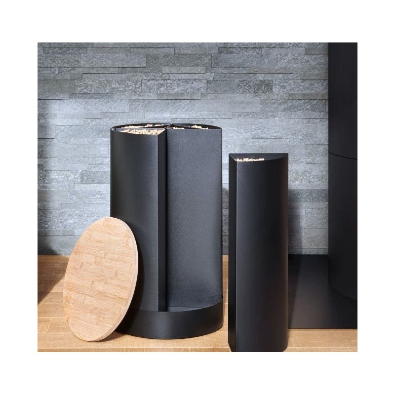 Tanque de almacenamiento de pellets de madera Fractio diseño de acero y bambú Dixneuf
