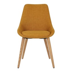 Conjunto de 2 Cadeiras de Jantar Ari Tecido Ocre Base de Carvalho Escuro VeryForma