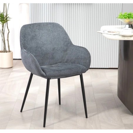 Set mit 2 Esszimmerstühlen Ibis Grau Chenille-Stoff Metallbeine VeryForma