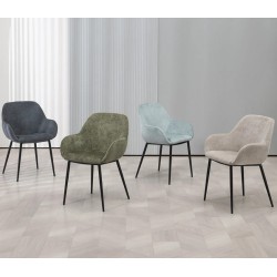 Set mit 2 Esszimmerstühlen Ibis Grau Chenille-Stoff Metallbeine VeryForma