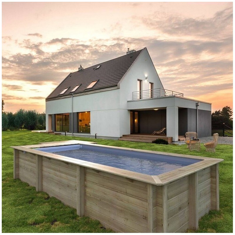 Urban Pool Legno 600x250xH133 Copertura Riscaldamento Filtrazione Cassapanca BWT